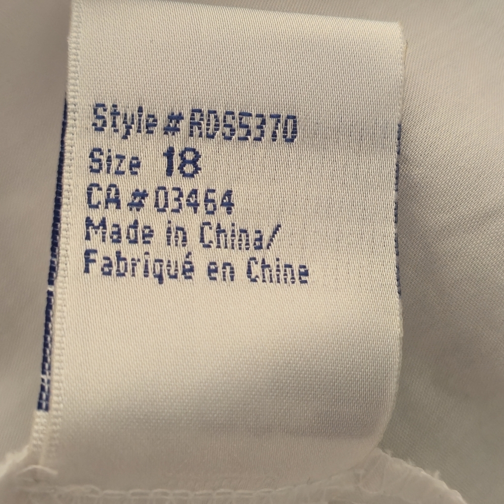 Ricki's Sz 18 White Mandarin Collar Ruched V-Neck Puff Sleeve Blouse Minimalist - Picture 16 of 16